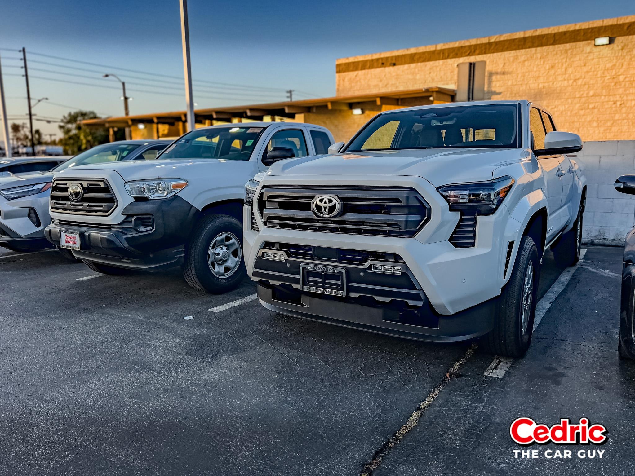 Toyota Tacoma SR next to Toyota Tacoma SR5