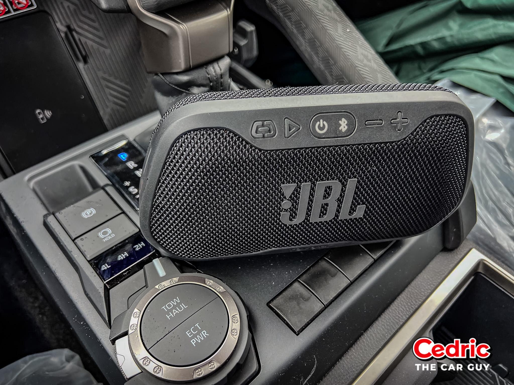 Driver Console of 2024 Toyota Tacoma SR5 with JBL Portable Speaker