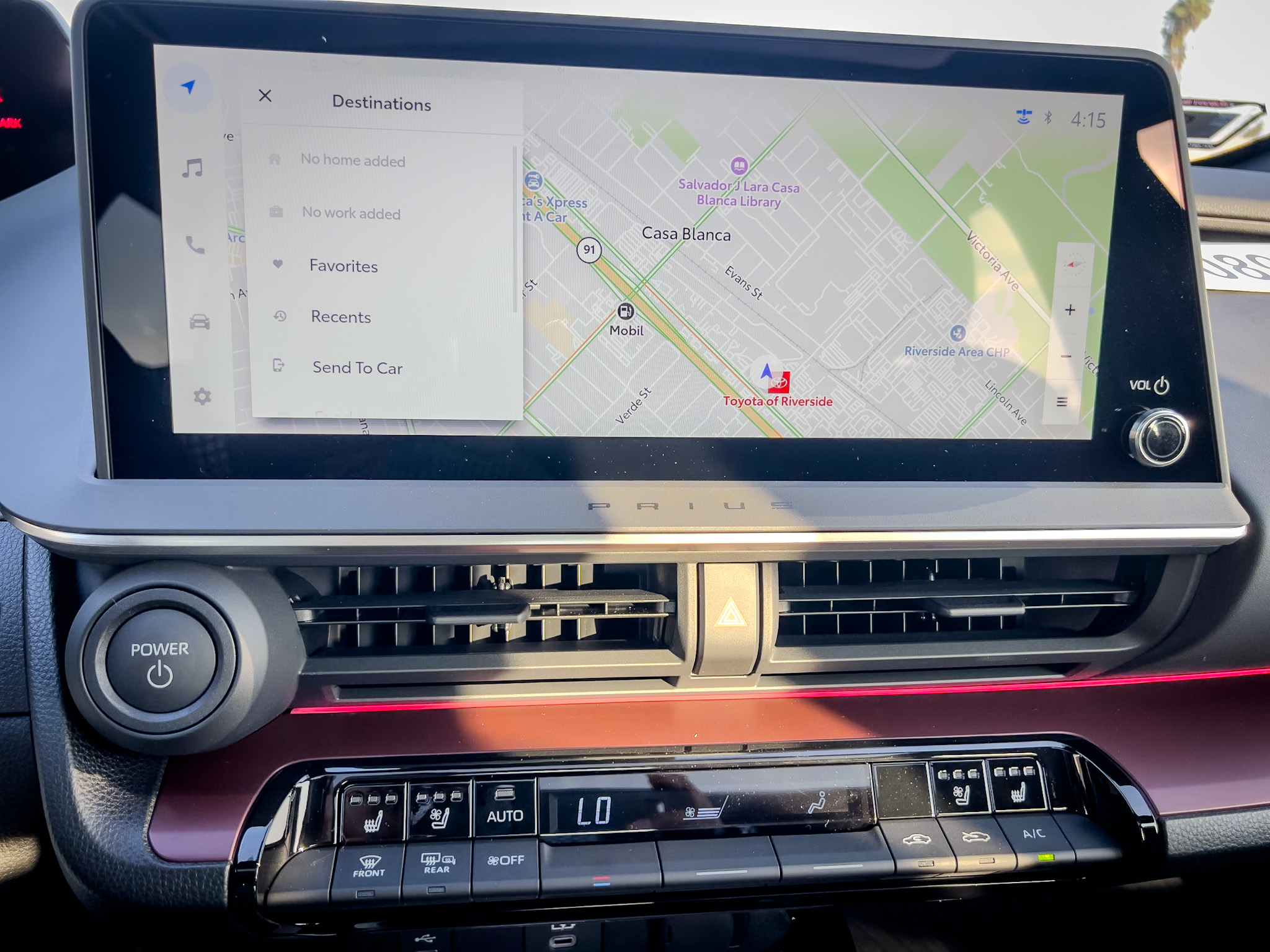 Toyota Destination Assist navigation screen